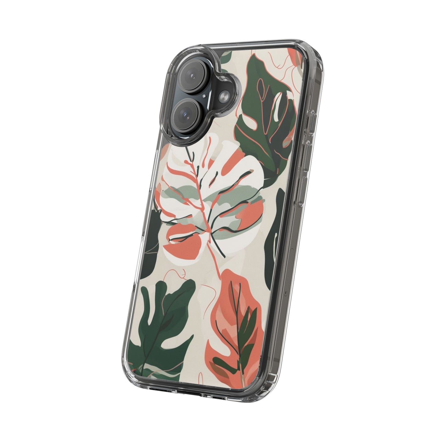 Botanical Clear Phone Case - Nature-Inspired Leaves Design