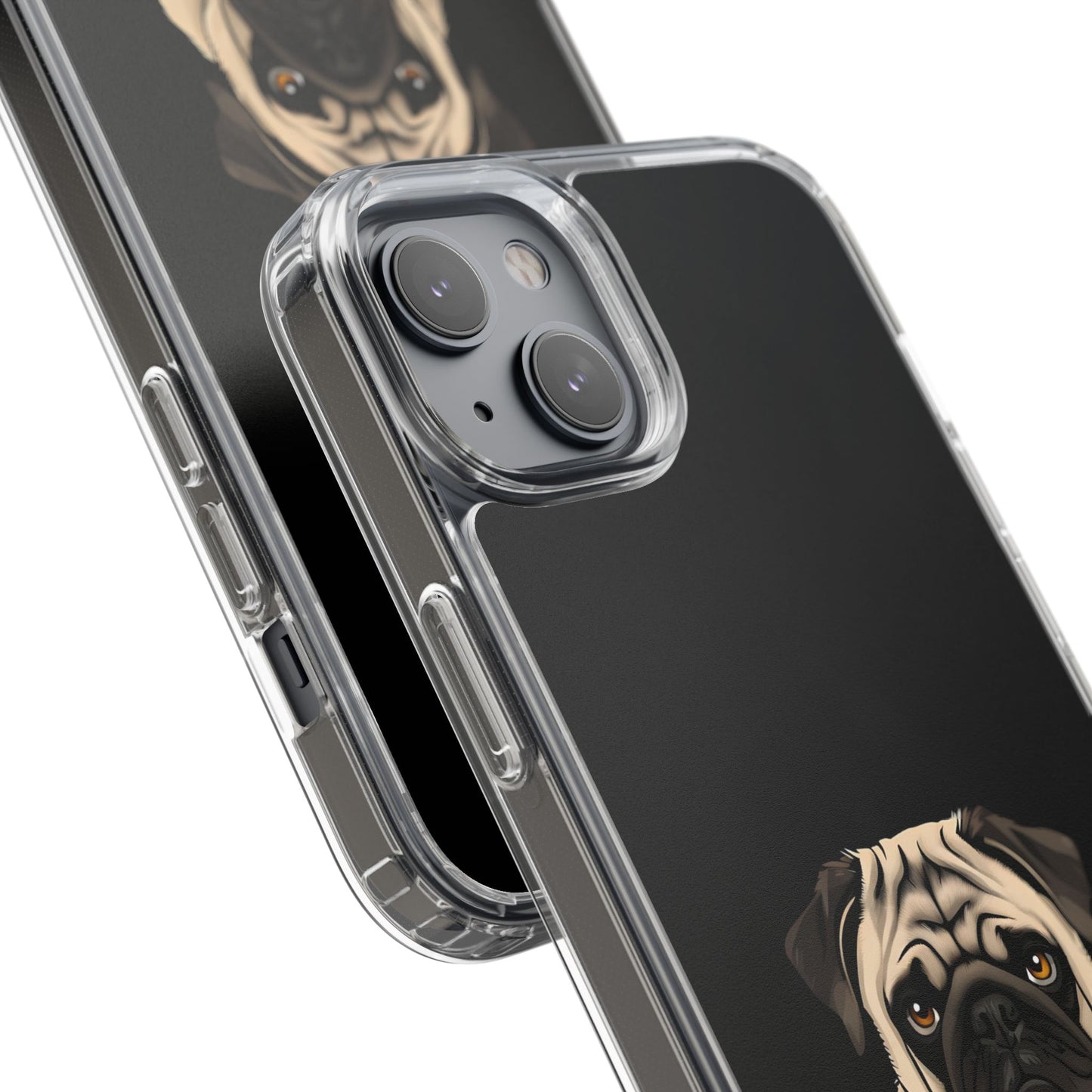 Pug Dog Clear Case with Coffee Mug Design - Cute Phone Cover