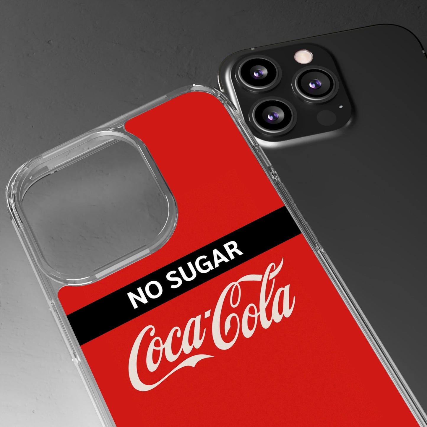 Coca-Cola No Sugar Clear Phone Case - Stylish and Trendy Accessory