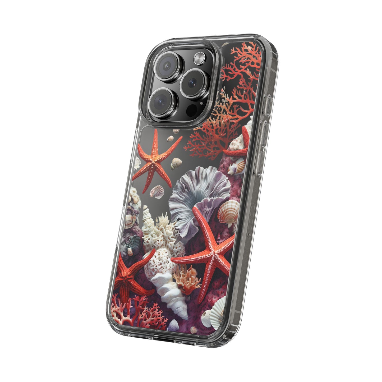 Ocean Coral Clear Phone Case with Starfish Design