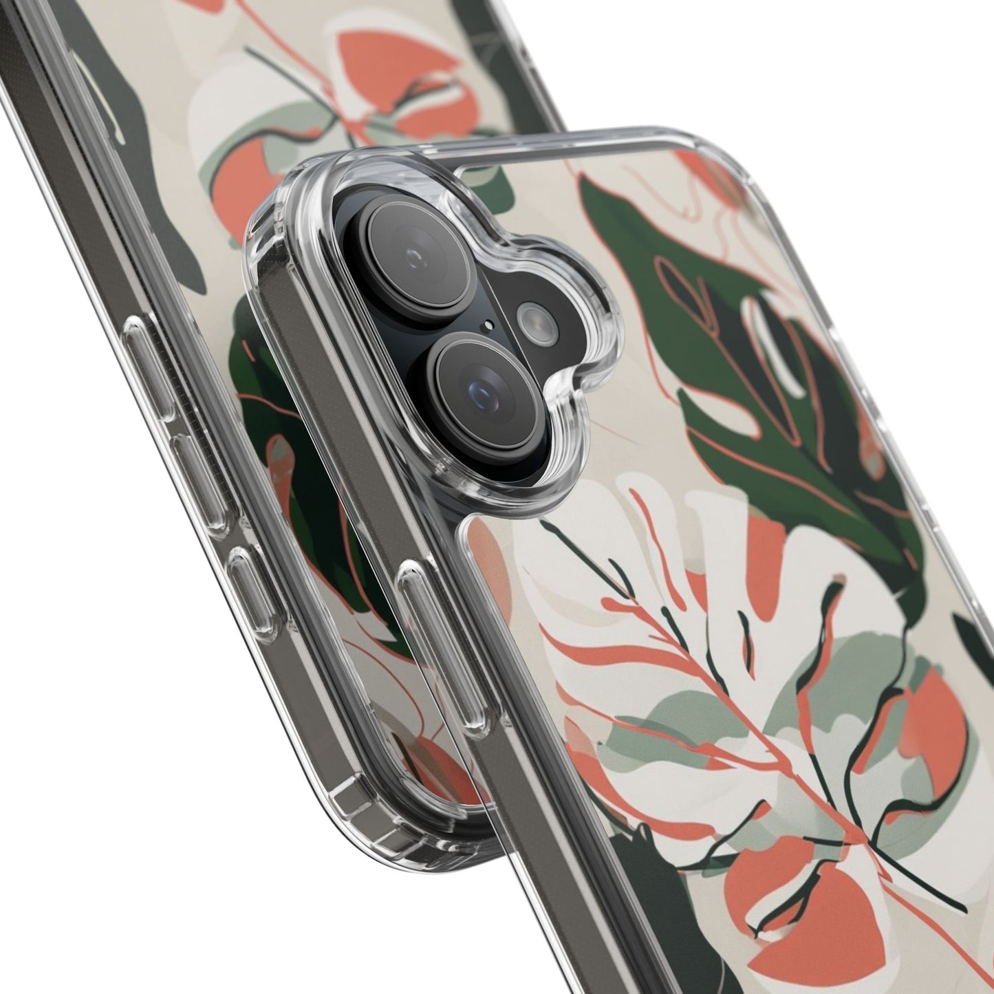 Botanical Clear Phone Case - Nature-Inspired Leaves Design