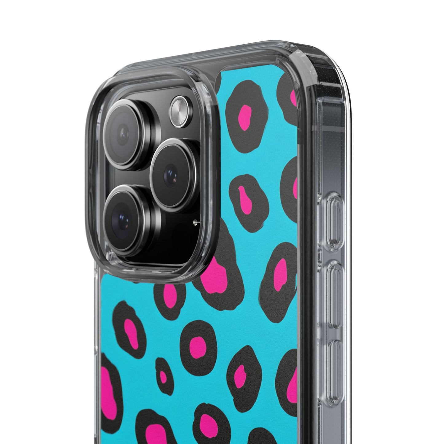Trendy Clear Phone Case with Pink Leopard Print