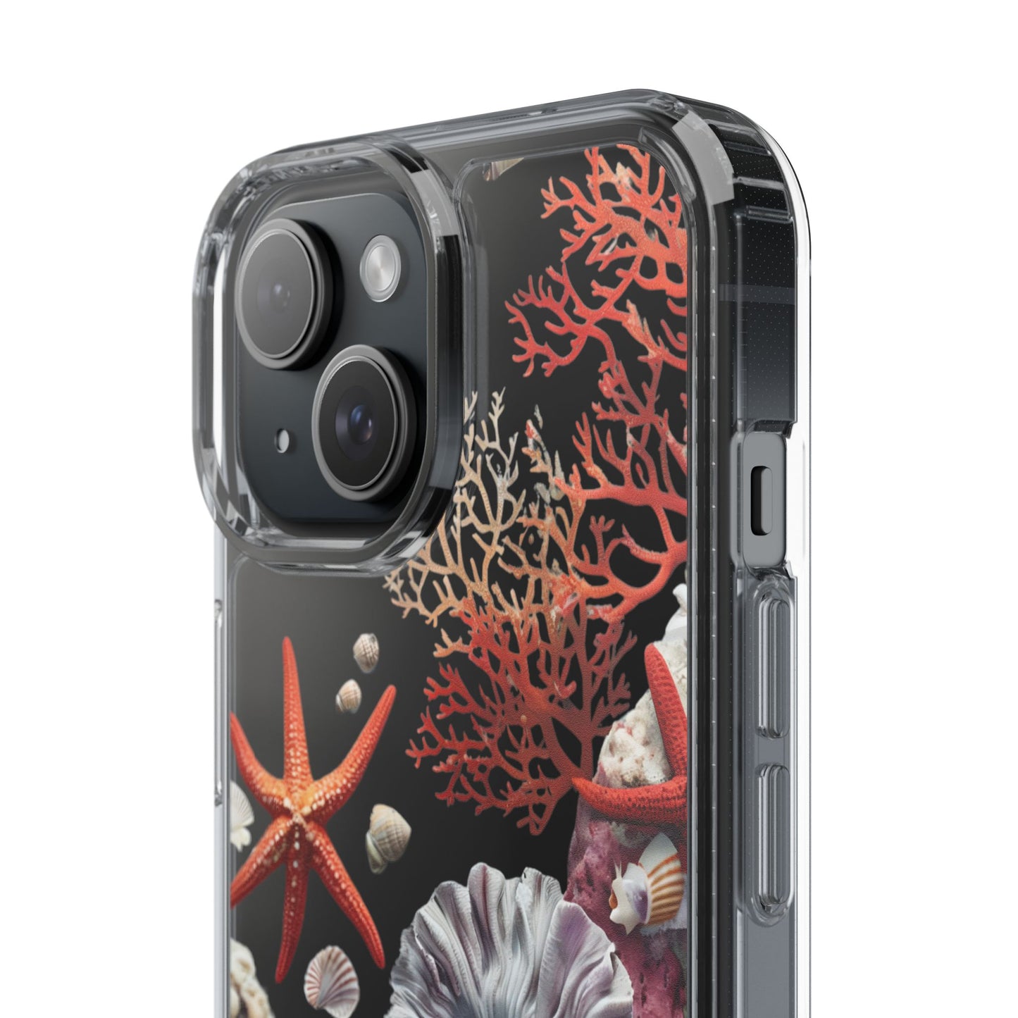 Ocean Coral Clear Phone Case with Starfish Design