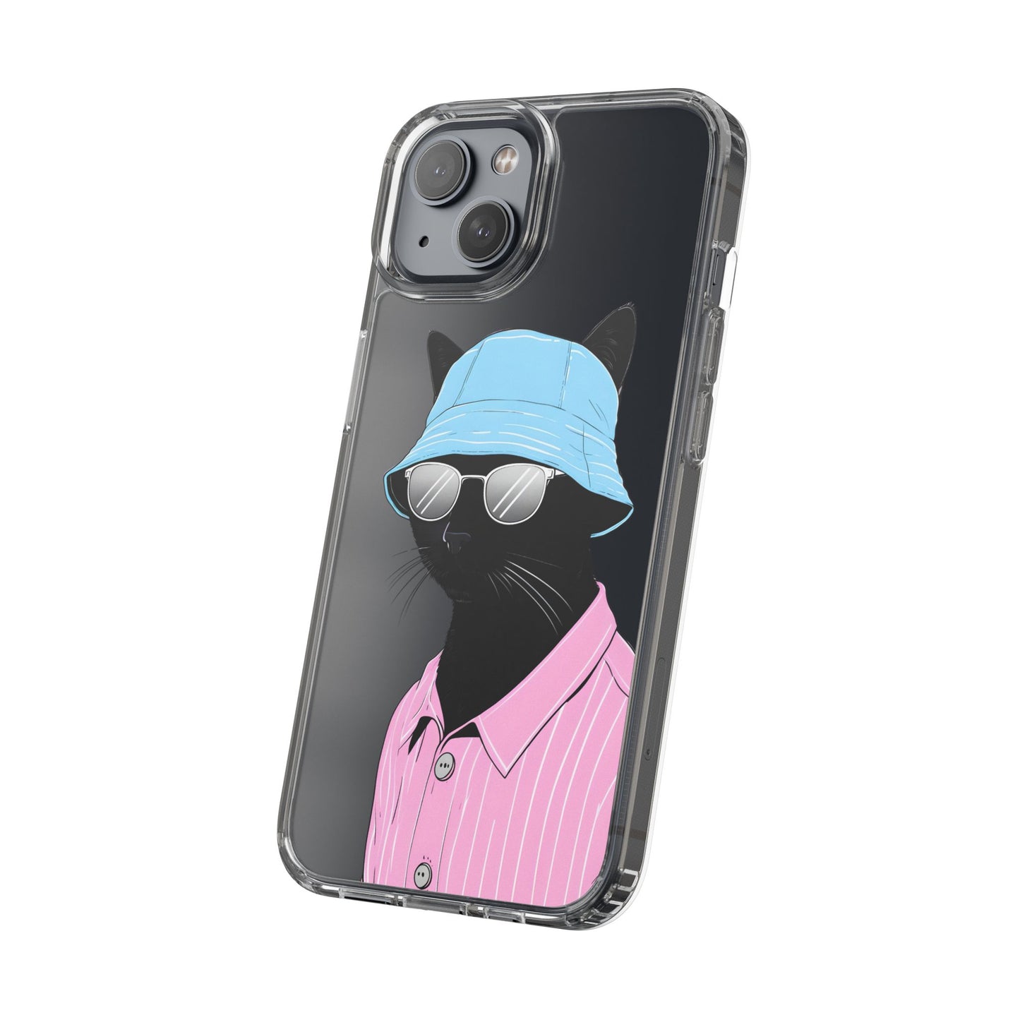 Cool Cat Phone Case with Sunglasses & Hat Design