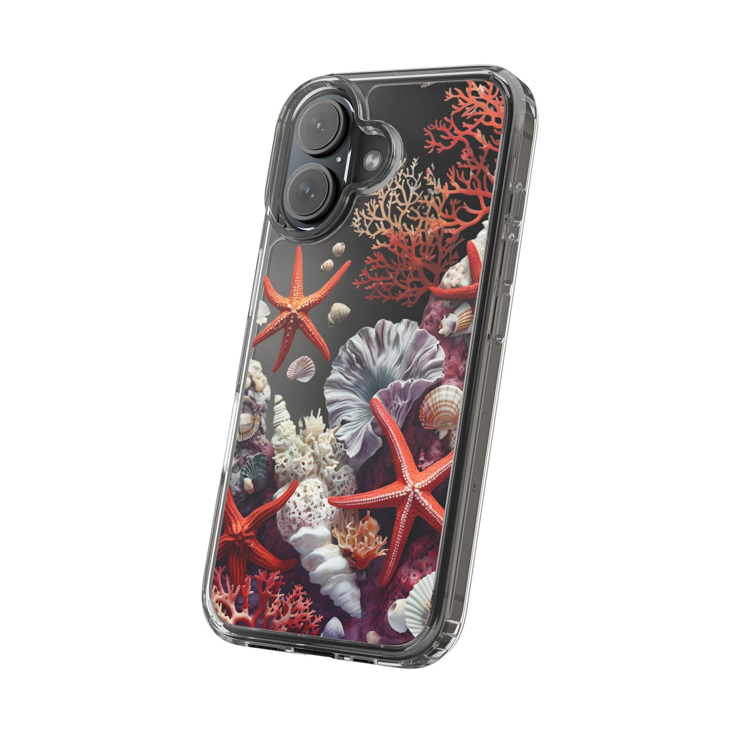 Ocean Coral Clear Phone Case with Starfish Design