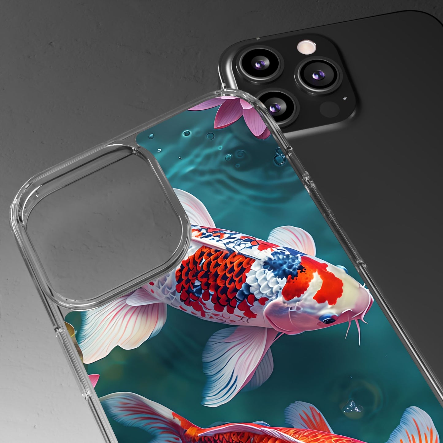 Koi Fish Clear Phone Case - Stylish Transparent Protector for Nature Lovers