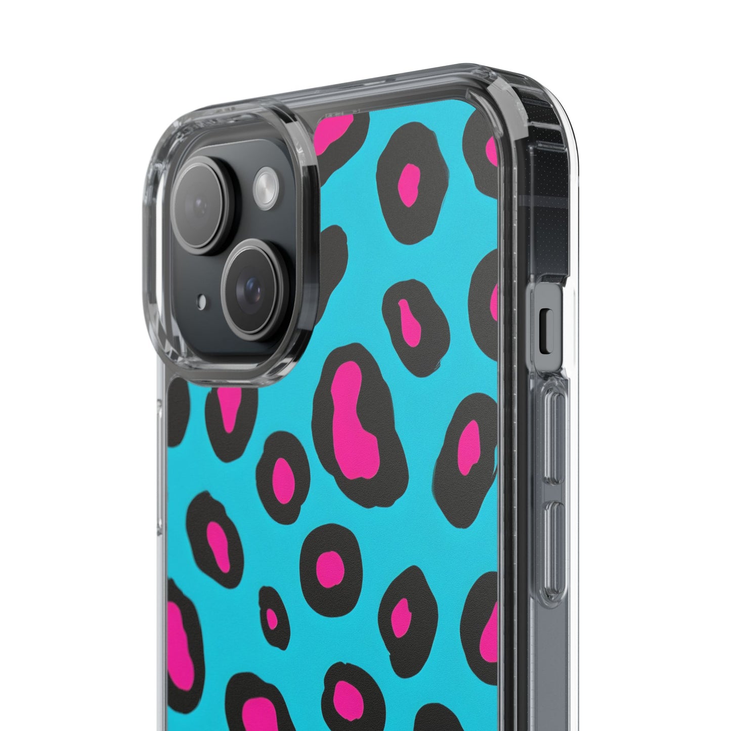 Trendy Clear Phone Case with Pink Leopard Print