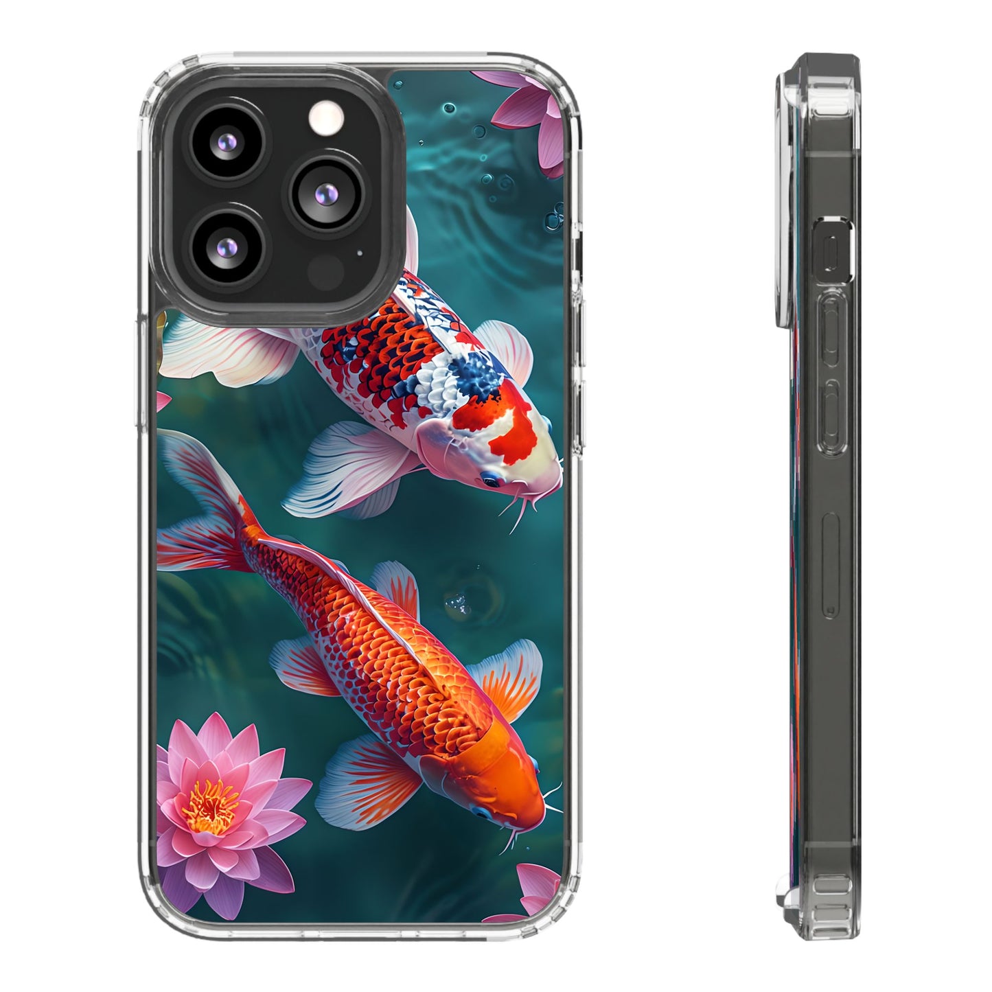 Koi Fish Clear Phone Case - Stylish Transparent Protector for Nature Lovers