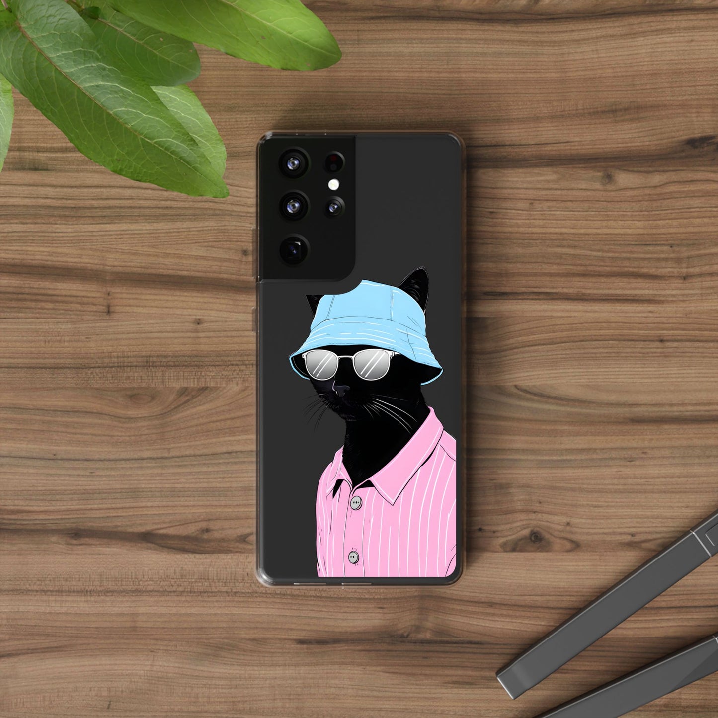 Cool Cat Phone Case with Sunglasses & Hat Design