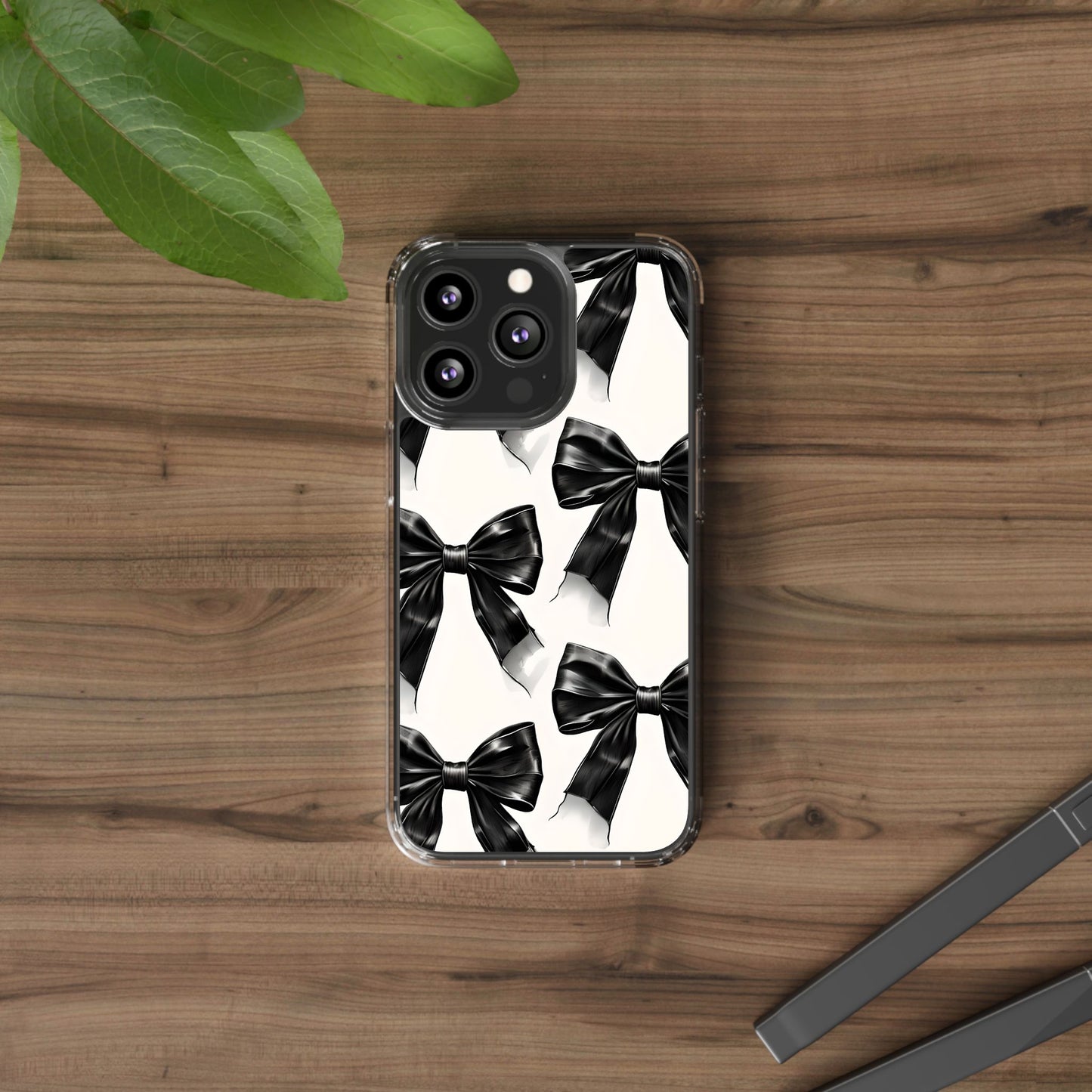 Elegant Bow Clear Phone Case - Stylish & Protective