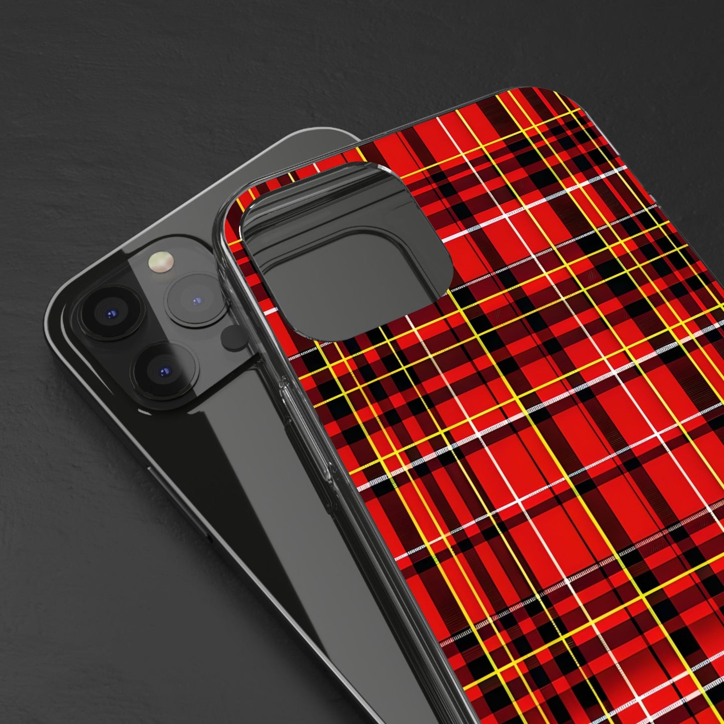 Plaid Clear Phone Case - Stylish and Durable Protective Cover