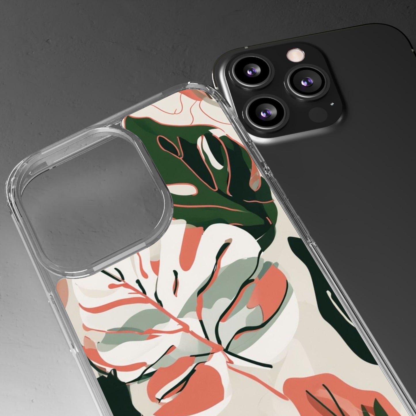 Botanical Clear Phone Case - Nature-Inspired Leaves Design