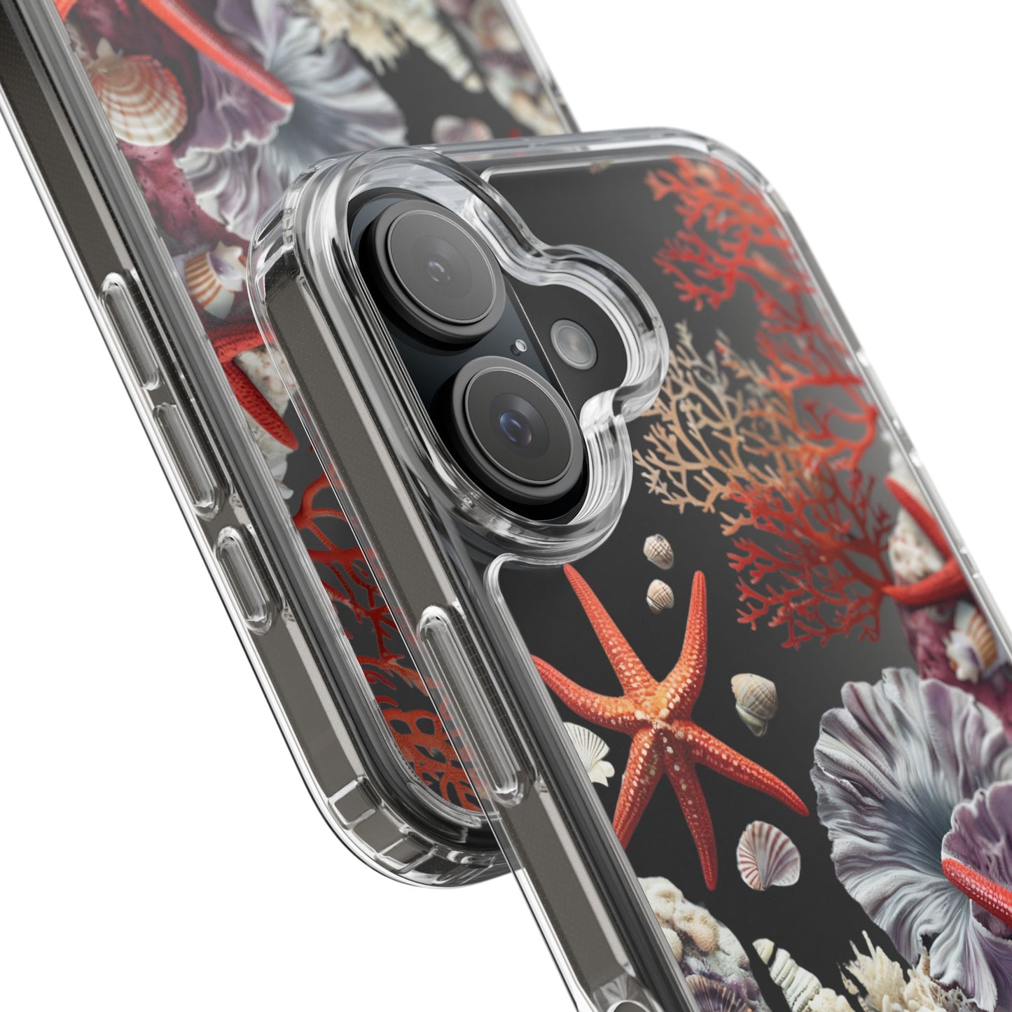 Ocean Coral Clear Phone Case with Starfish Design
