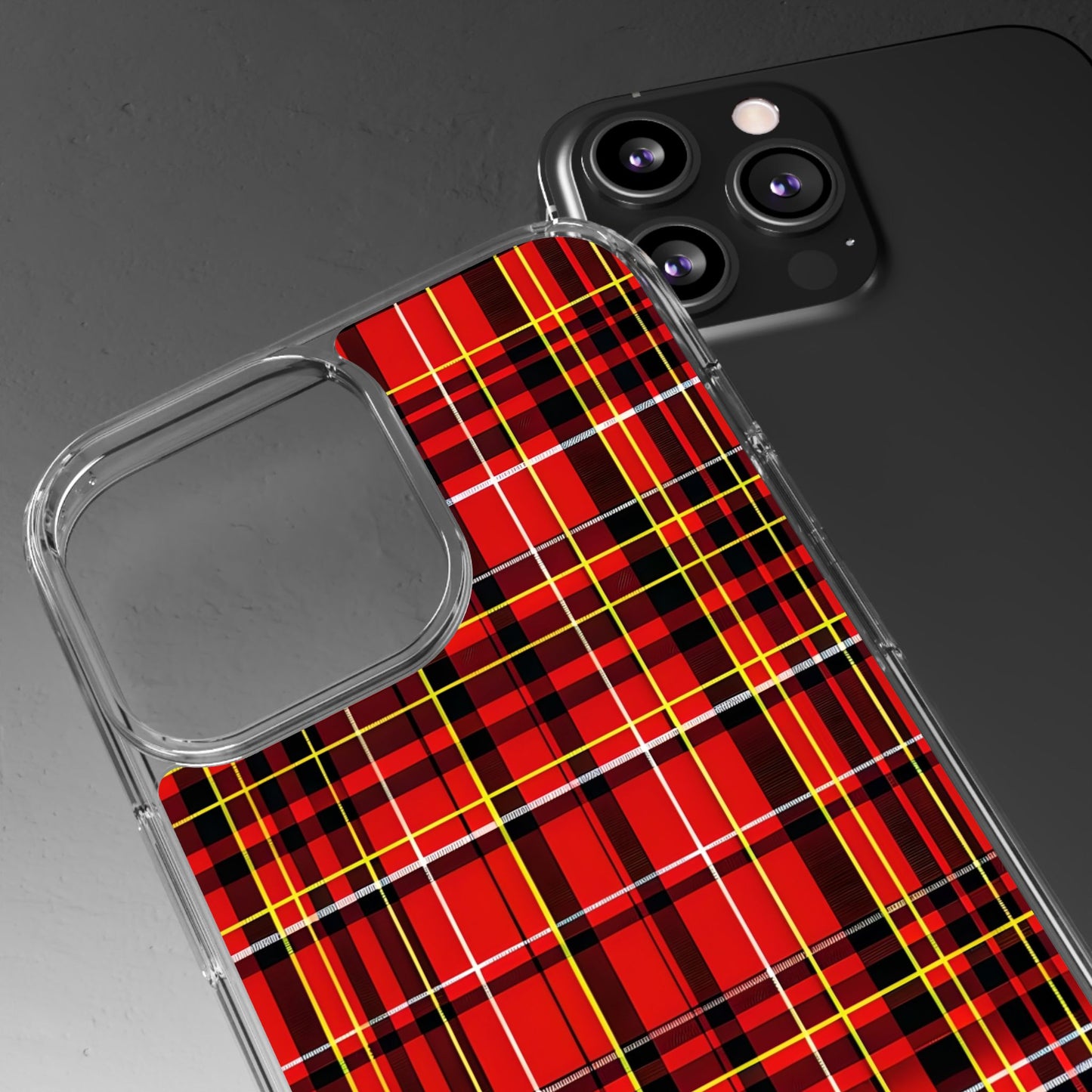 Plaid Clear Phone Case - Stylish and Durable Protective Cover