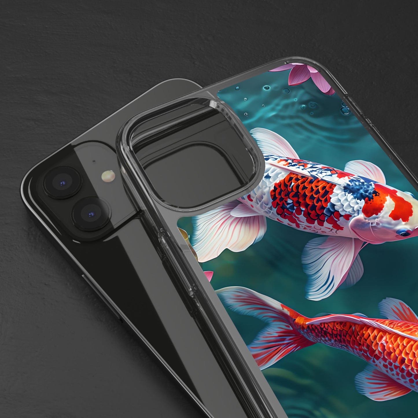 Koi Fish Clear Phone Case - Stylish Transparent Protector for Nature Lovers
