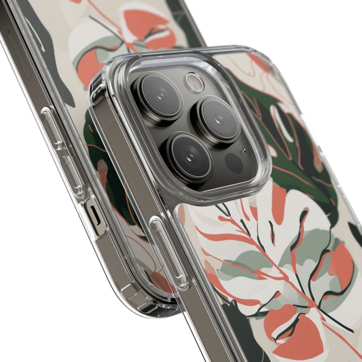 Botanical Clear Phone Case - Nature-Inspired Leaves Design