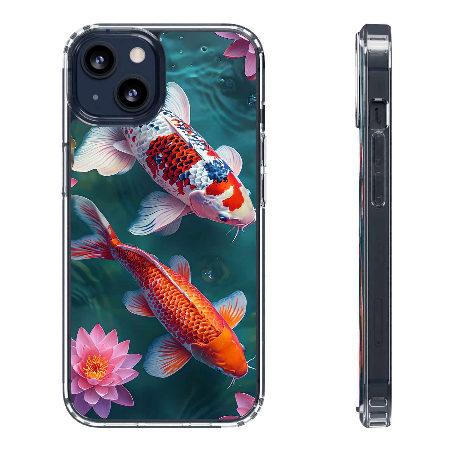 Koi Fish Clear Phone Case - Stylish Transparent Protector for Nature Lovers