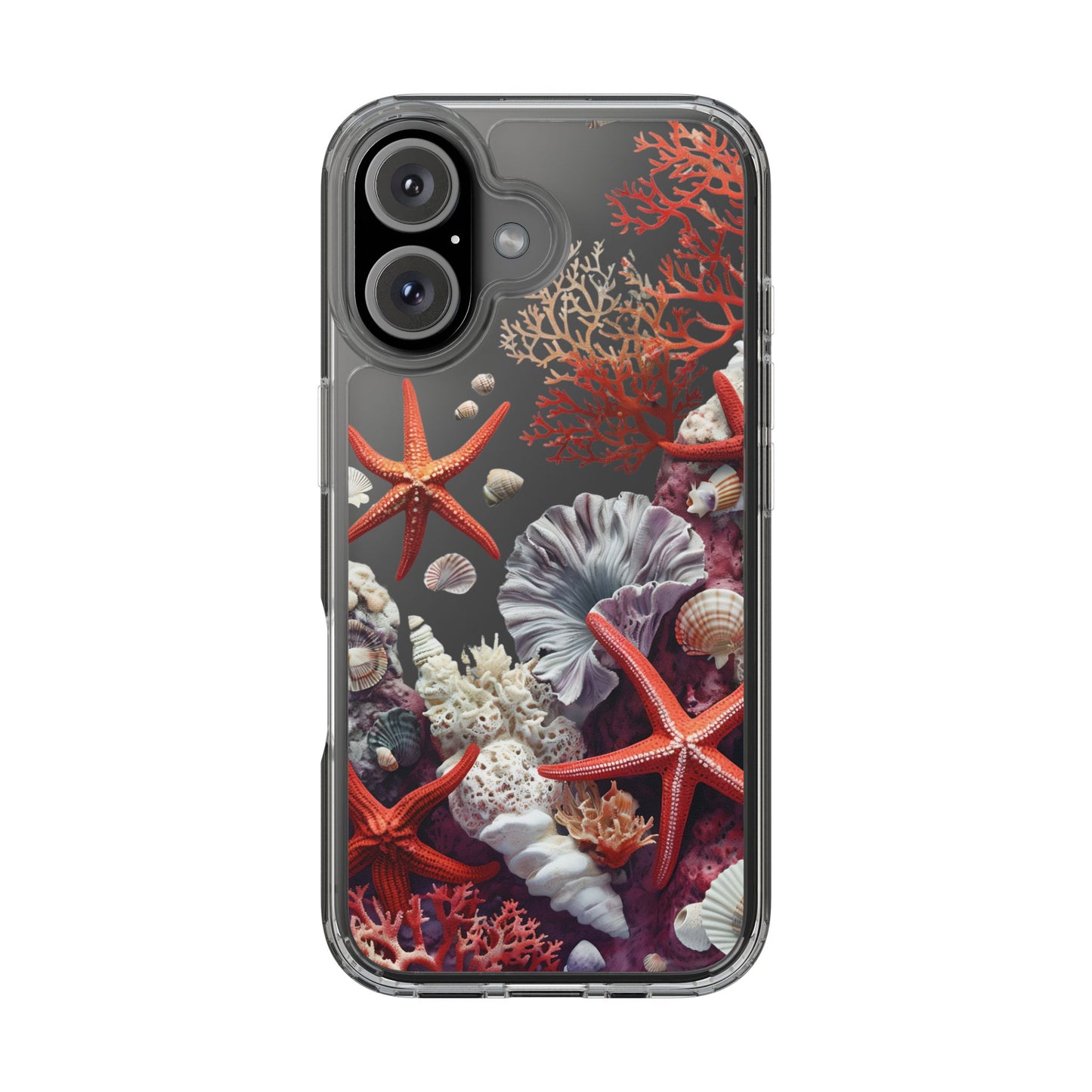 Ocean Coral Clear Phone Case with Starfish Design