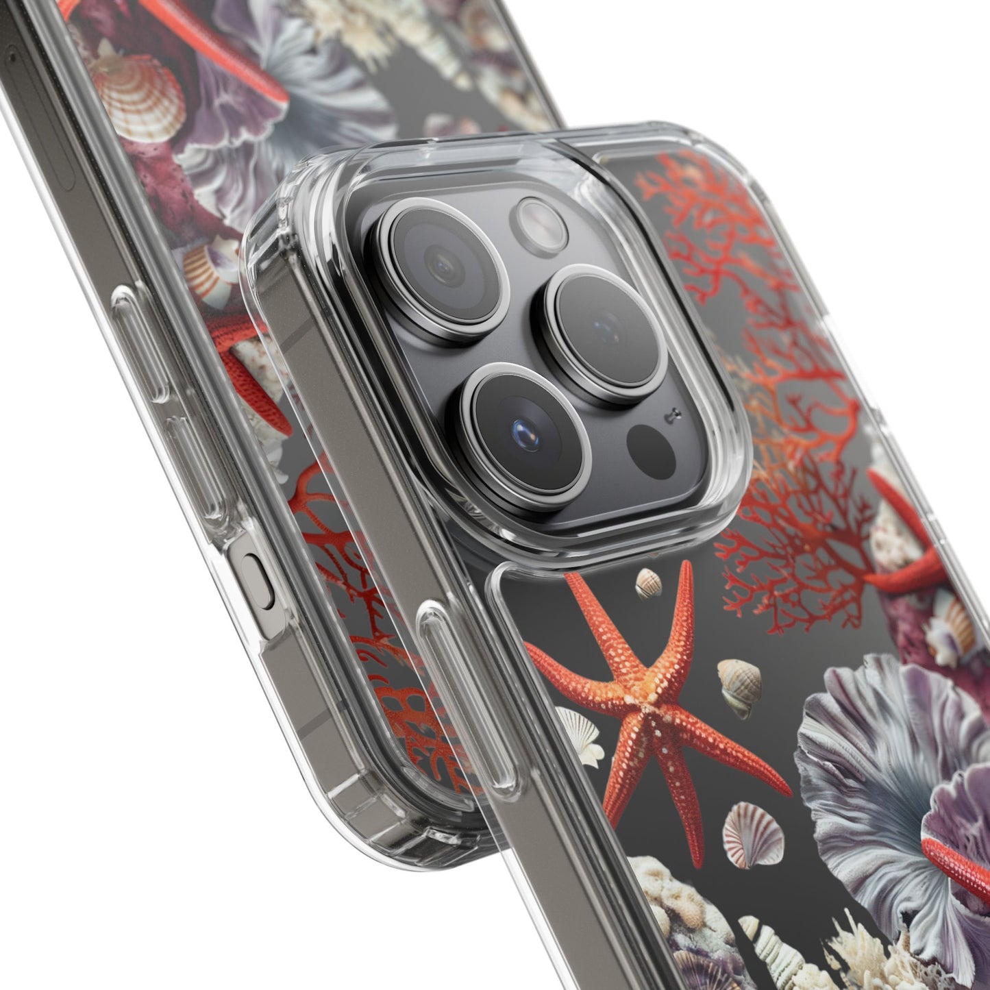 Ocean Coral Clear Phone Case with Starfish Design