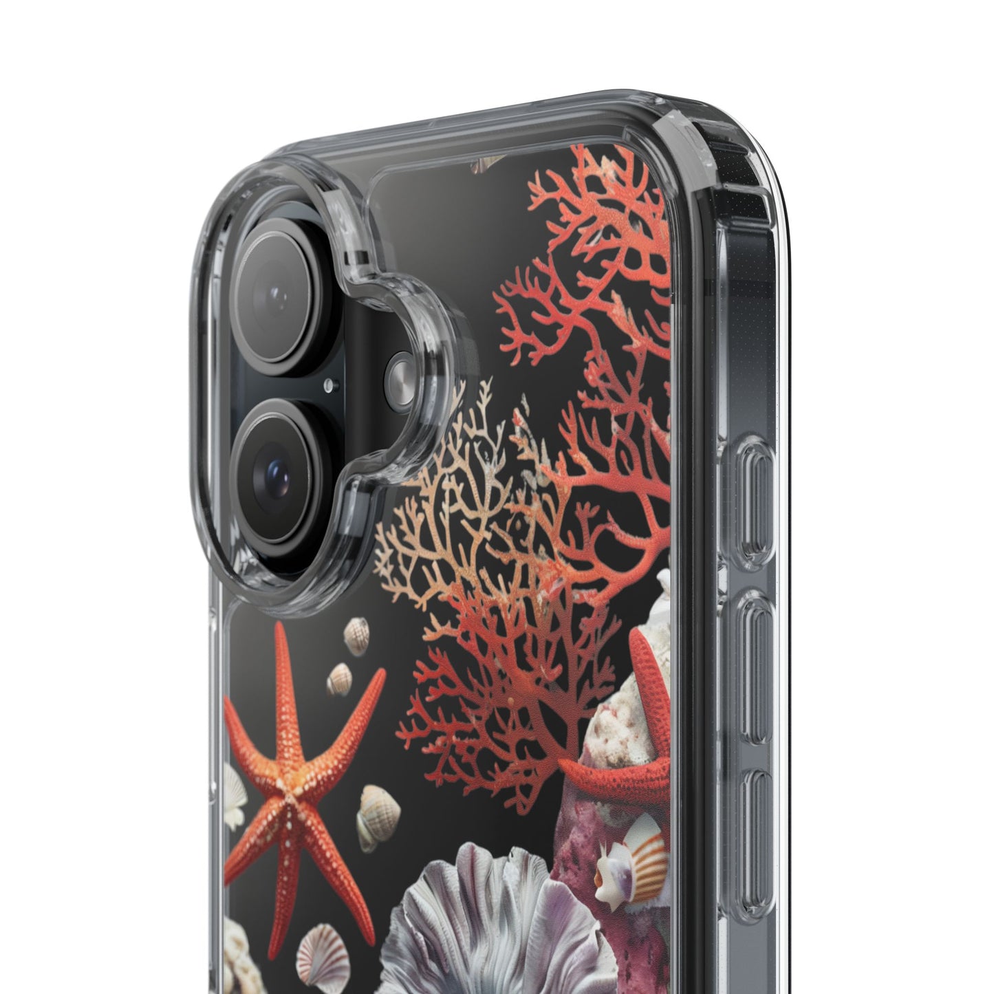 Ocean Coral Clear Phone Case with Starfish Design
