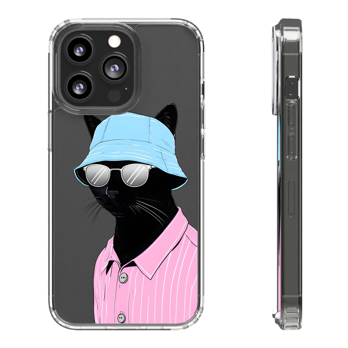 Cool Cat Phone Case with Sunglasses & Hat Design