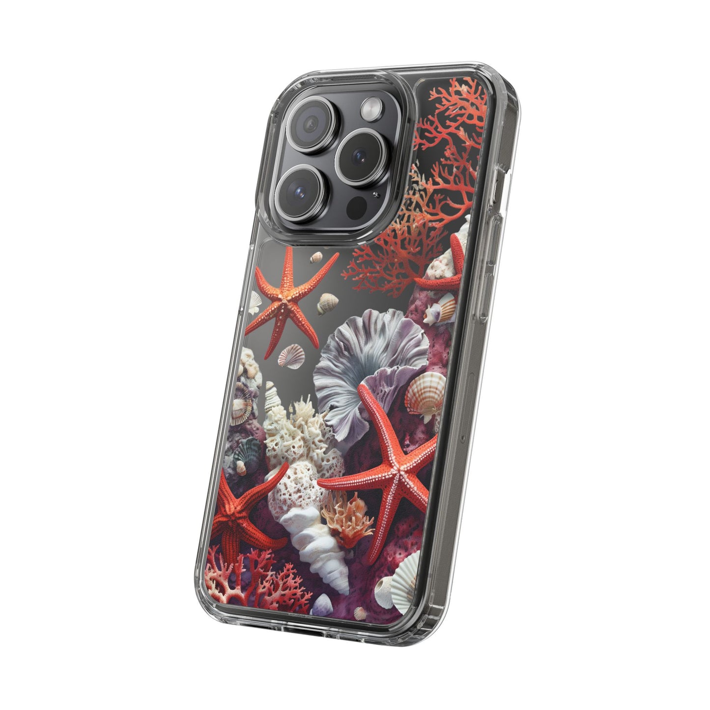 Ocean Coral Clear Phone Case with Starfish Design