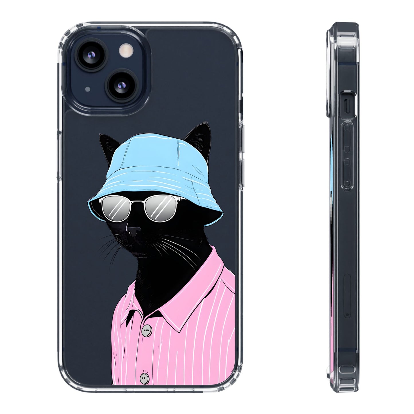 Cool Cat Phone Case with Sunglasses & Hat Design