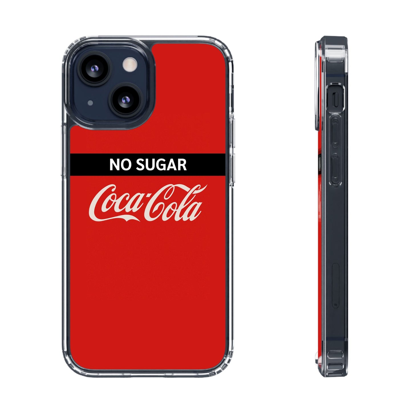 Coca-Cola No Sugar Clear Phone Case - Stylish and Trendy Accessory