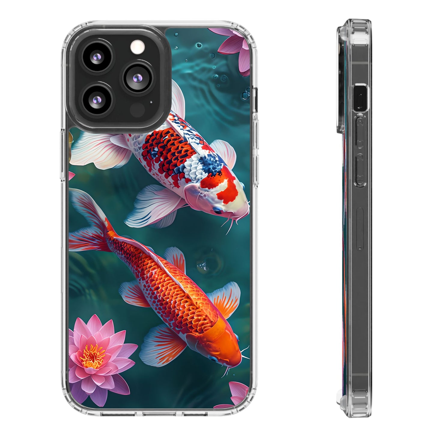 Koi Fish Clear Phone Case - Stylish Transparent Protector for Nature Lovers