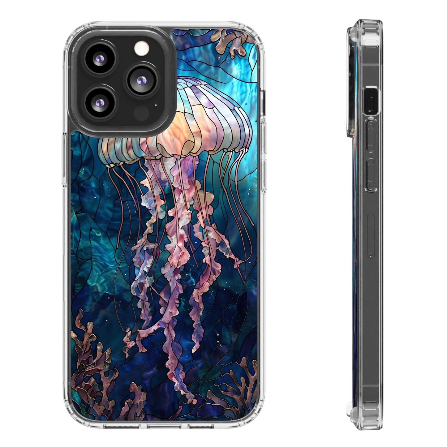 Ocean Jellyfish Clear Phone Case - Vibrant Marine Design for iPhone