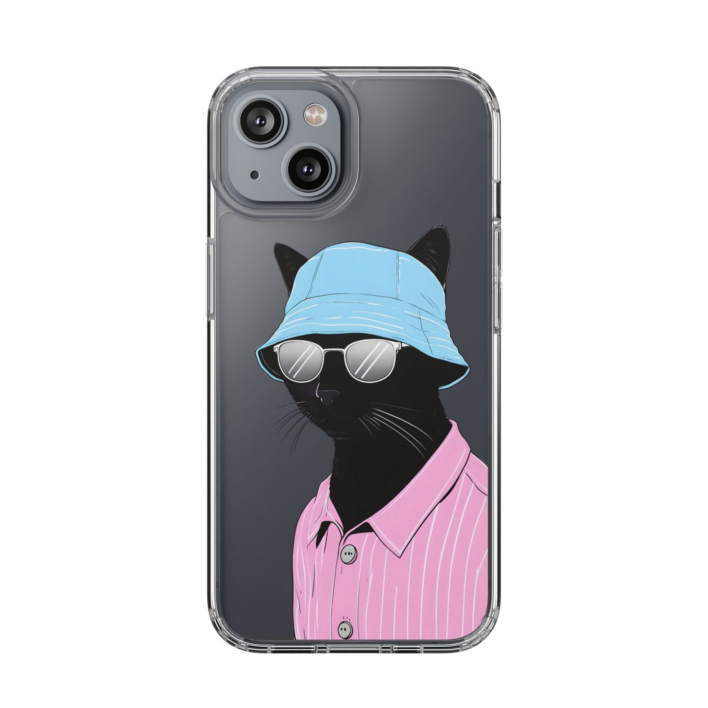 Cool Cat Phone Case with Sunglasses & Hat Design