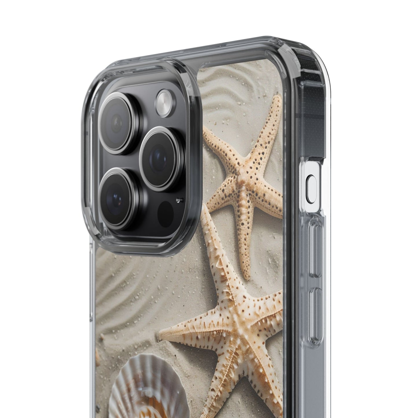 Beach-Themed Clear Phone Case with Shells & Starfish