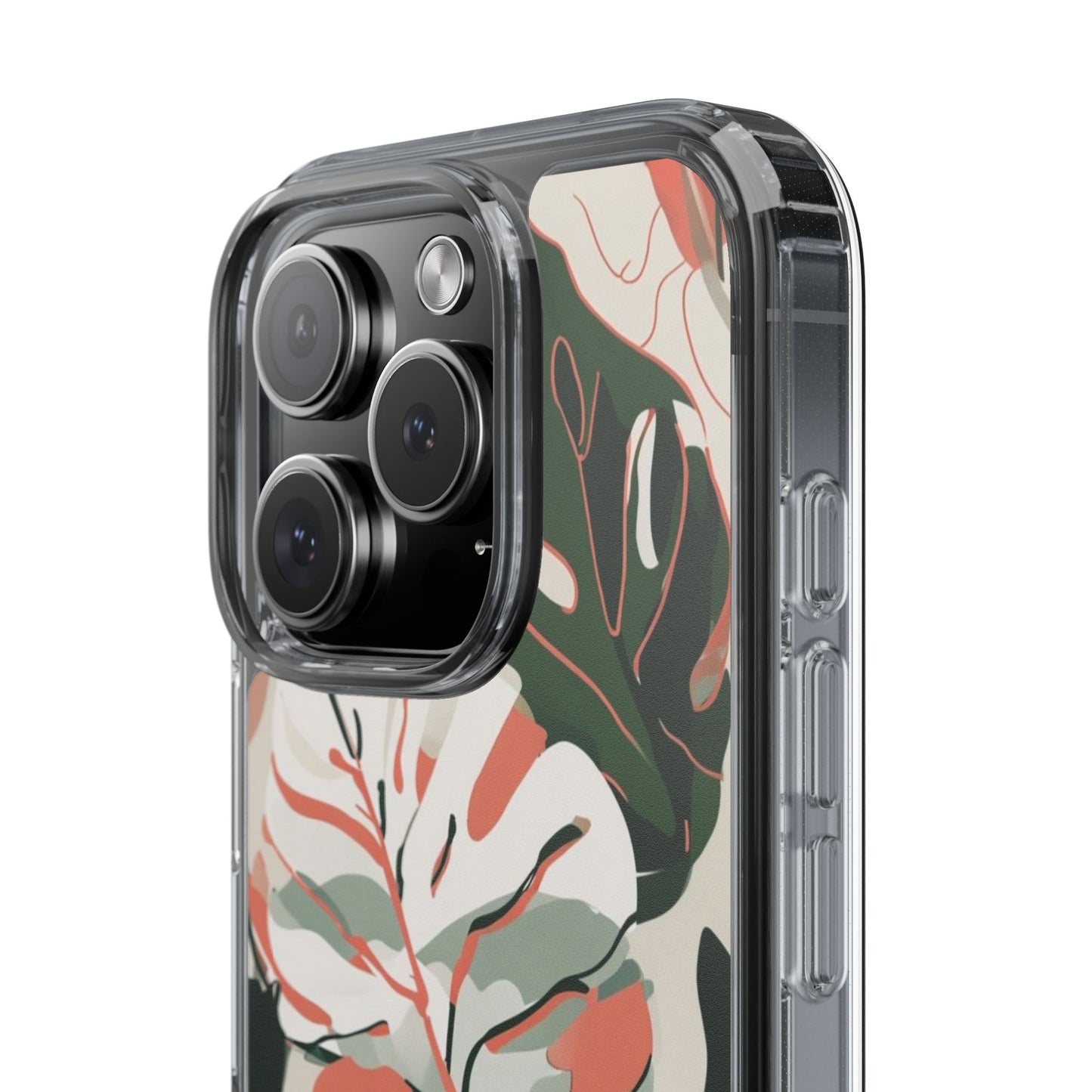 Botanical Clear Phone Case - Nature-Inspired Leaves Design
