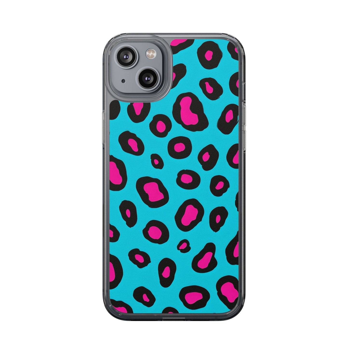 Trendy Clear Phone Case with Pink Leopard Print