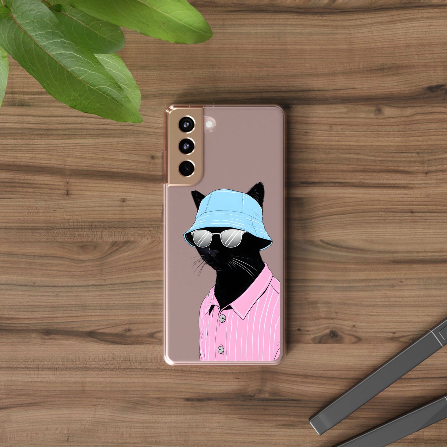 Cool Cat Phone Case with Sunglasses & Hat Design