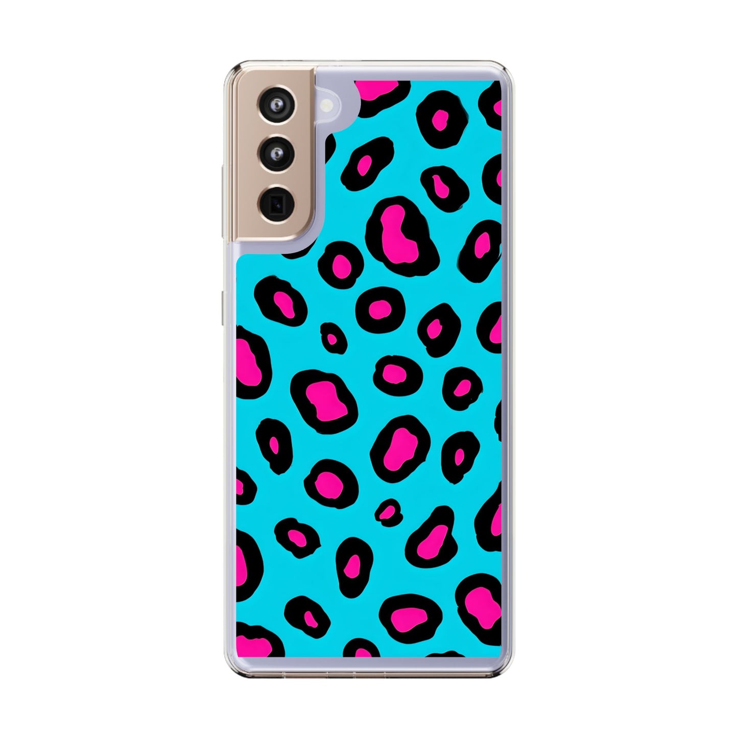 Trendy Clear Phone Case with Pink Leopard Print