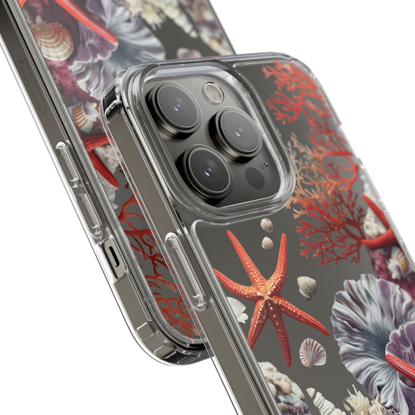 Ocean Coral Clear Phone Case with Starfish Design