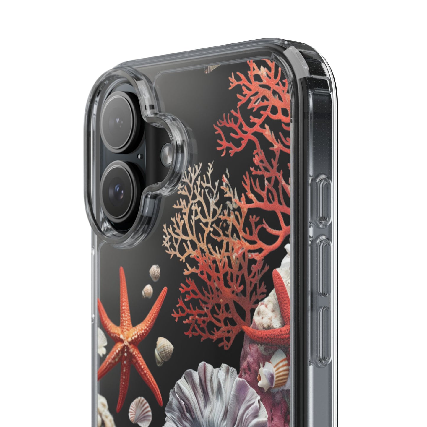 Ocean Coral Clear Phone Case with Starfish Design