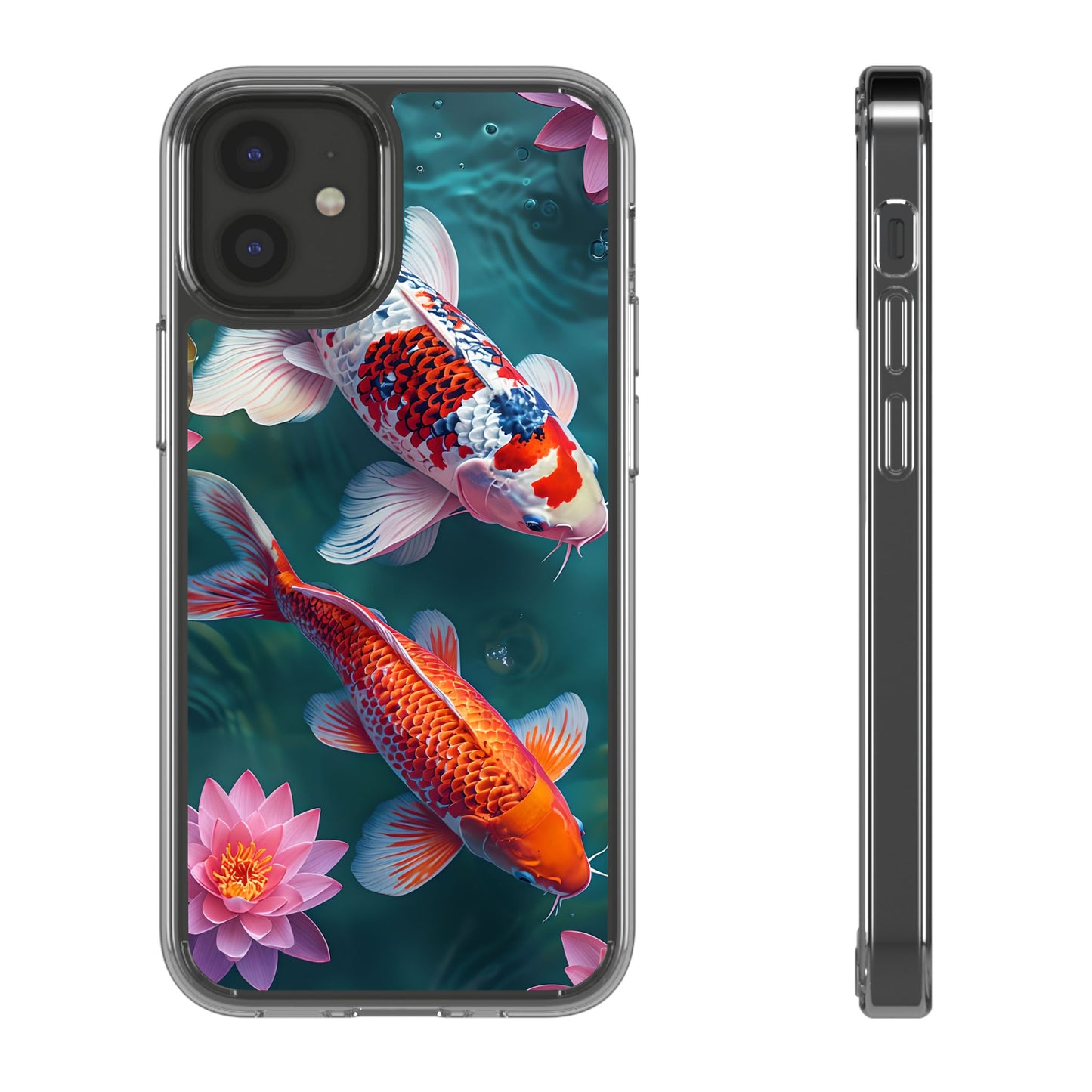 Koi Fish Clear Phone Case - Stylish Transparent Protector for Nature Lovers
