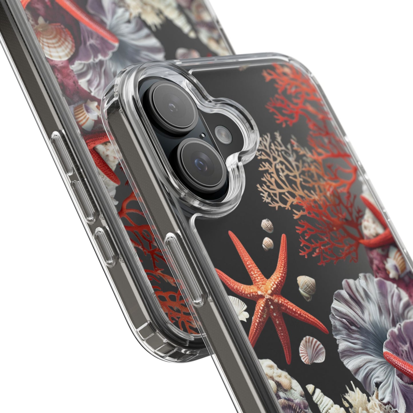 Ocean Coral Clear Phone Case with Starfish Design