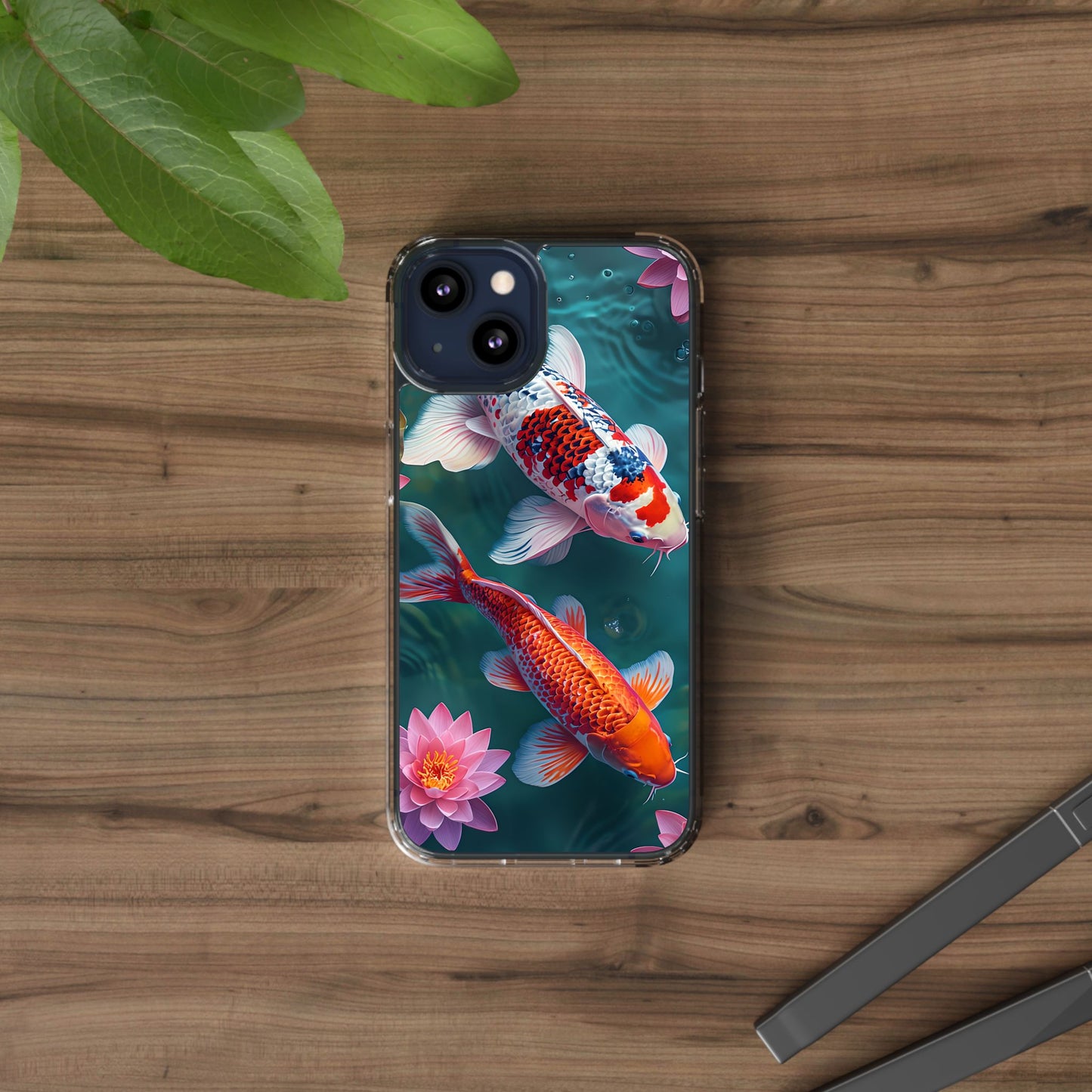 Koi Fish Clear Phone Case - Stylish Transparent Protector for Nature Lovers