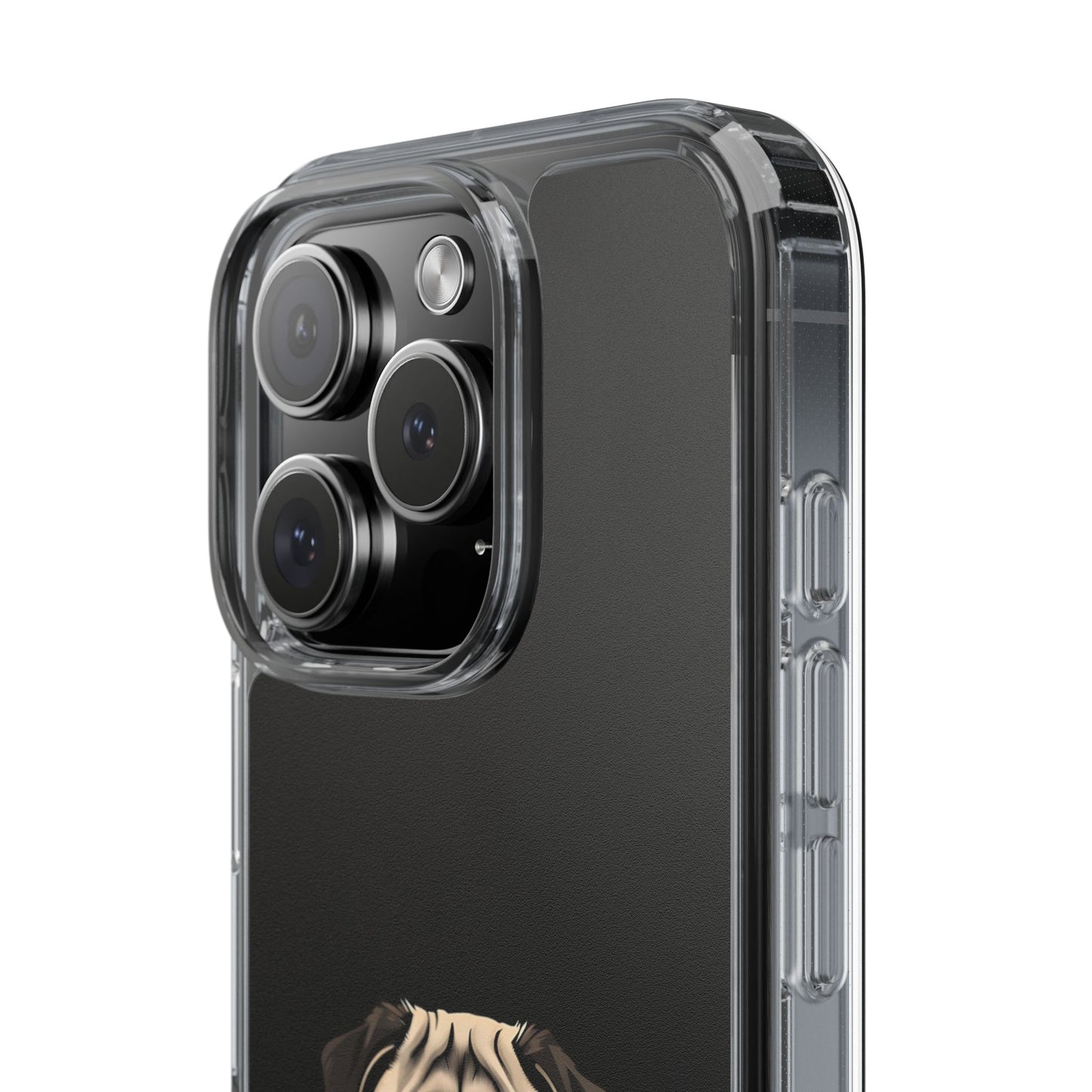 Pug Dog Clear Case with Coffee Mug Design - Cute Phone Cover