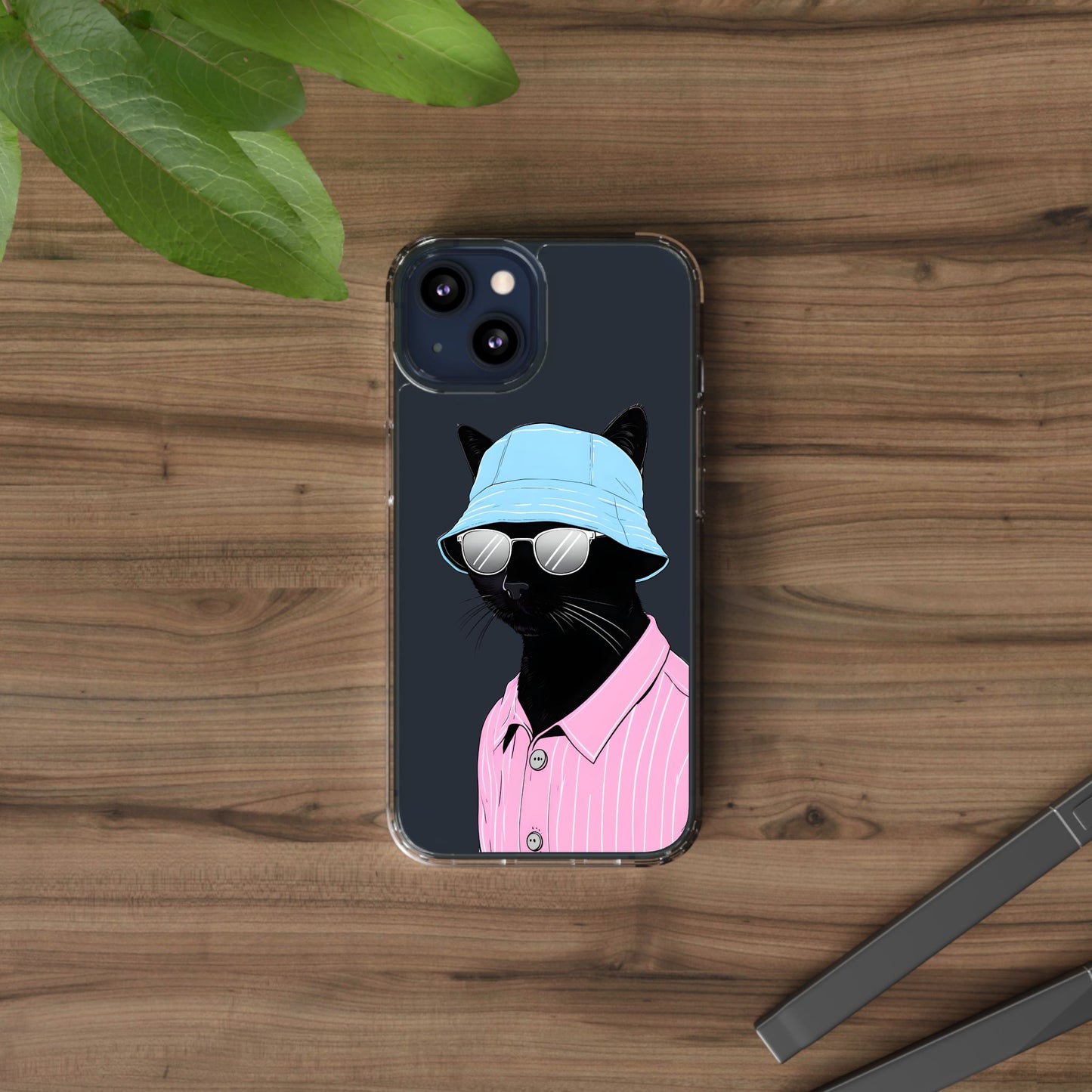 Cool Cat Phone Case with Sunglasses & Hat Design