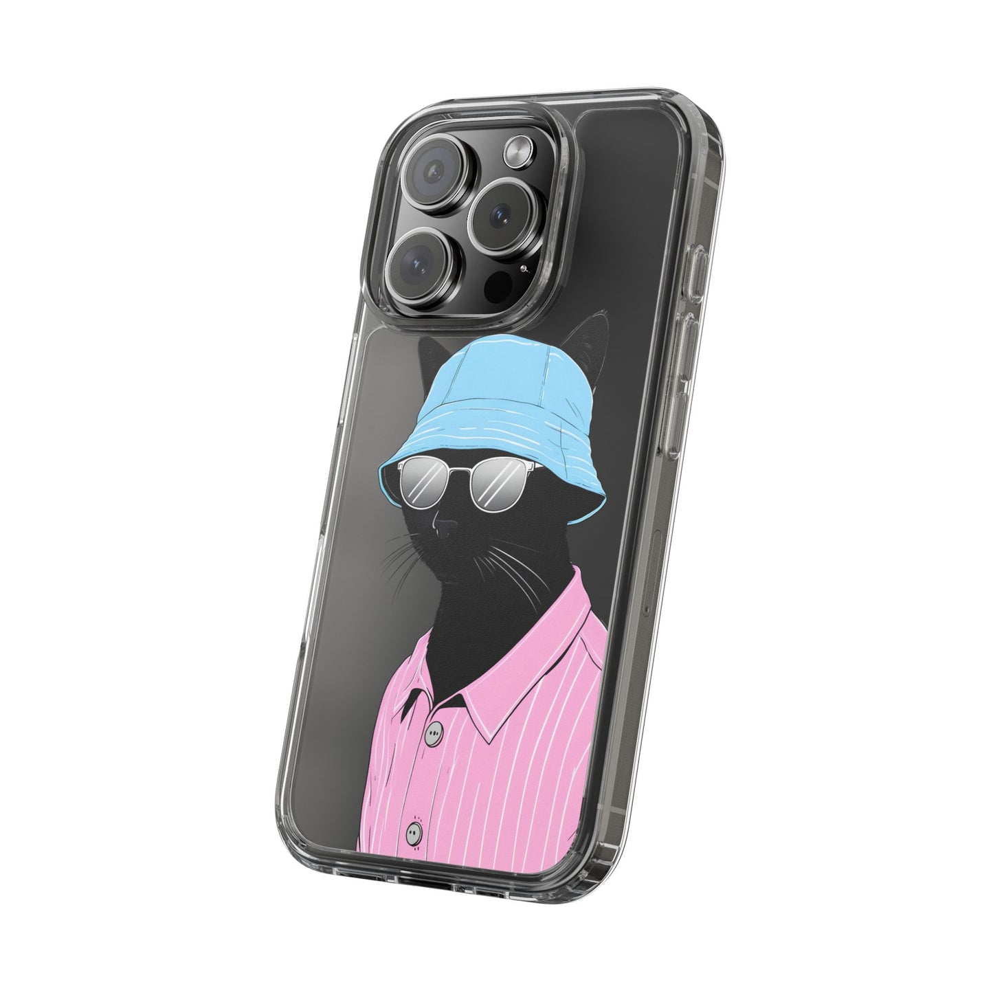 Cool Cat Phone Case with Sunglasses & Hat Design