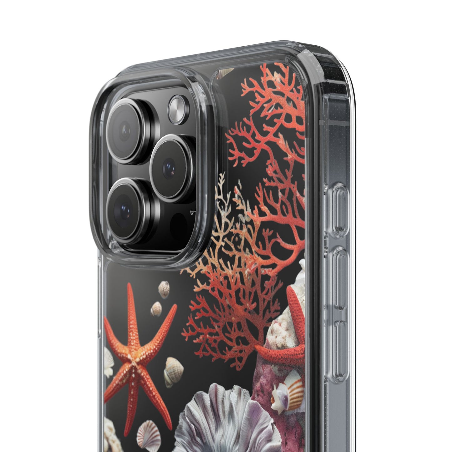 Ocean Coral Clear Phone Case with Starfish Design