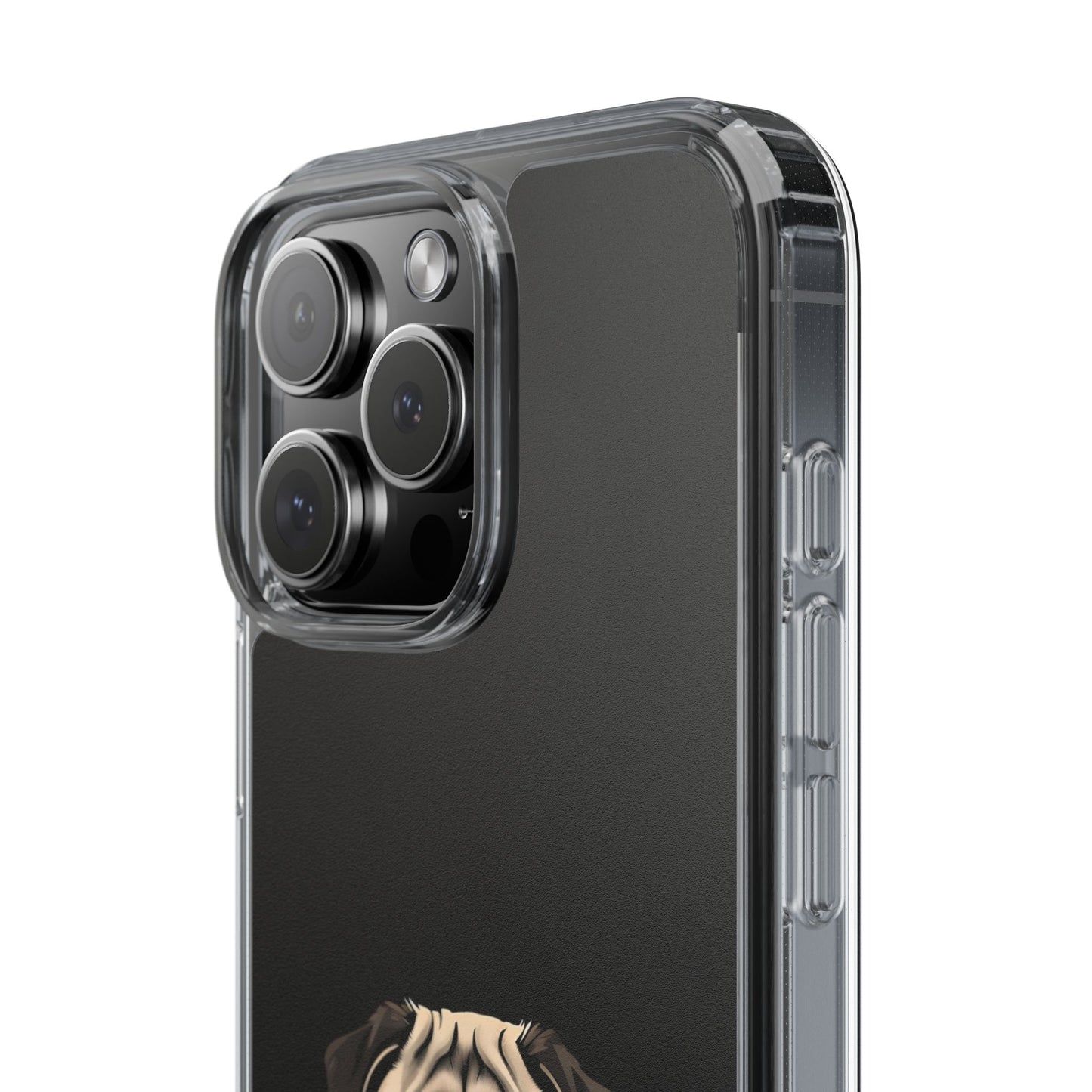 Pug Dog Clear Case with Coffee Mug Design - Cute Phone Cover