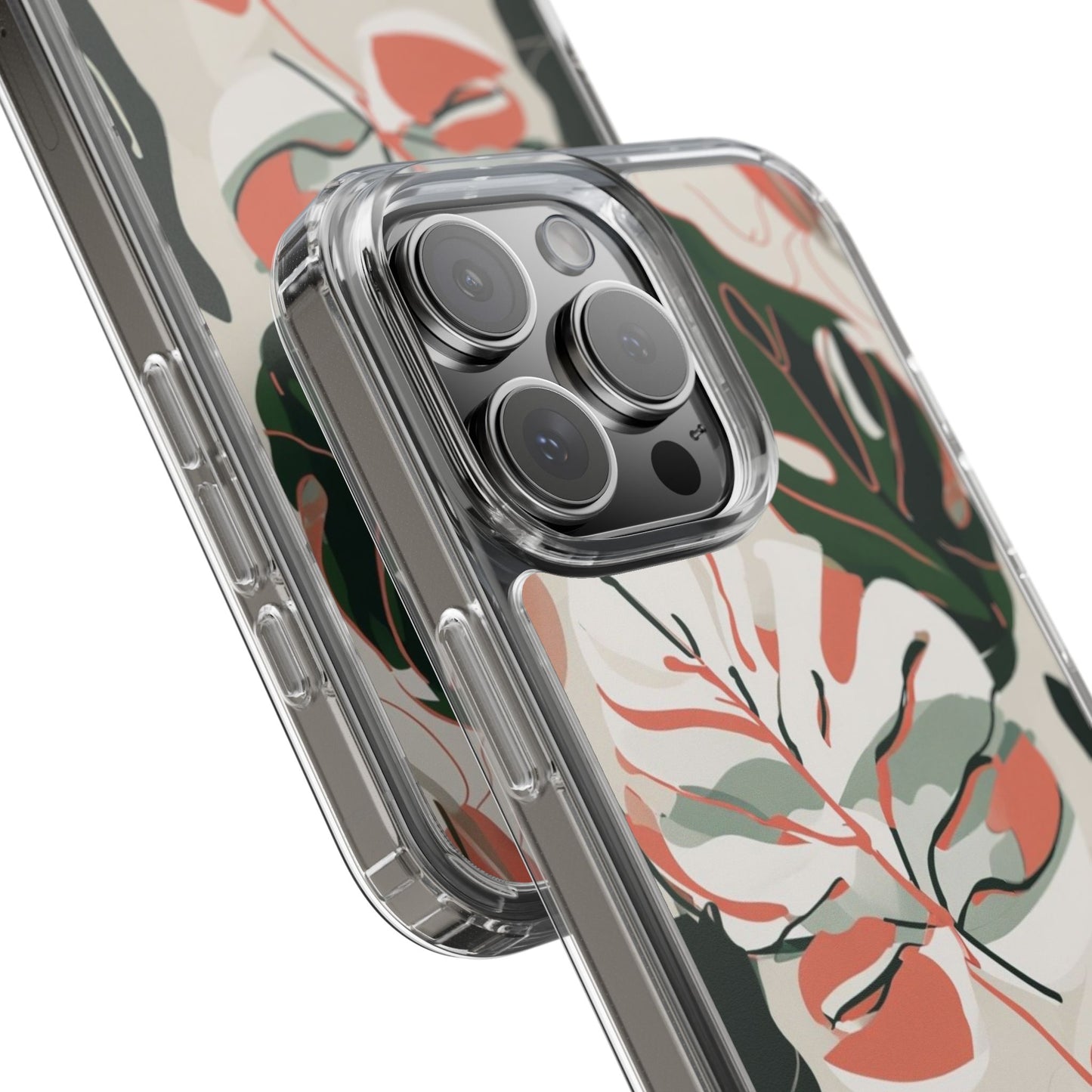 Botanical Clear Phone Case - Nature-Inspired Leaves Design