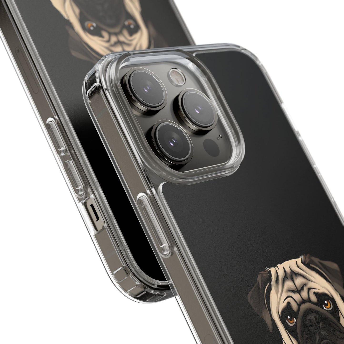 Pug Dog Clear Case with Coffee Mug Design - Cute Phone Cover