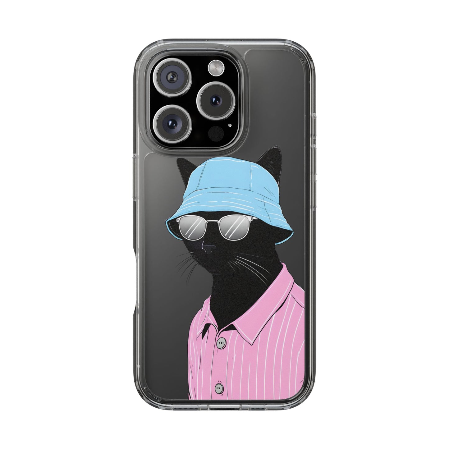 Cool Cat Phone Case with Sunglasses & Hat Design