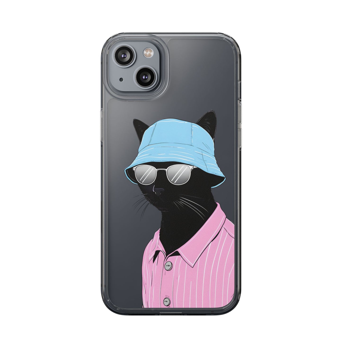 Cool Cat Phone Case with Sunglasses & Hat Design